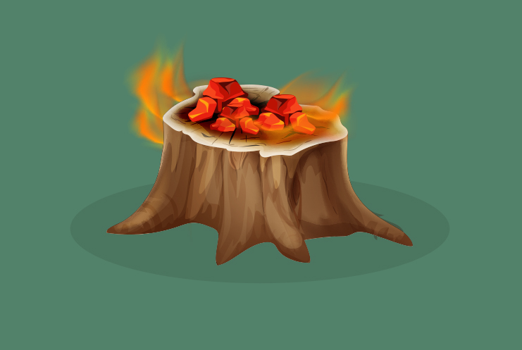 Burning a stump
